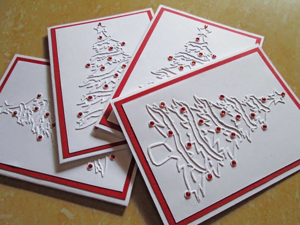 Tree Christmas Cards Embossed Christmas Card Set Holiday
