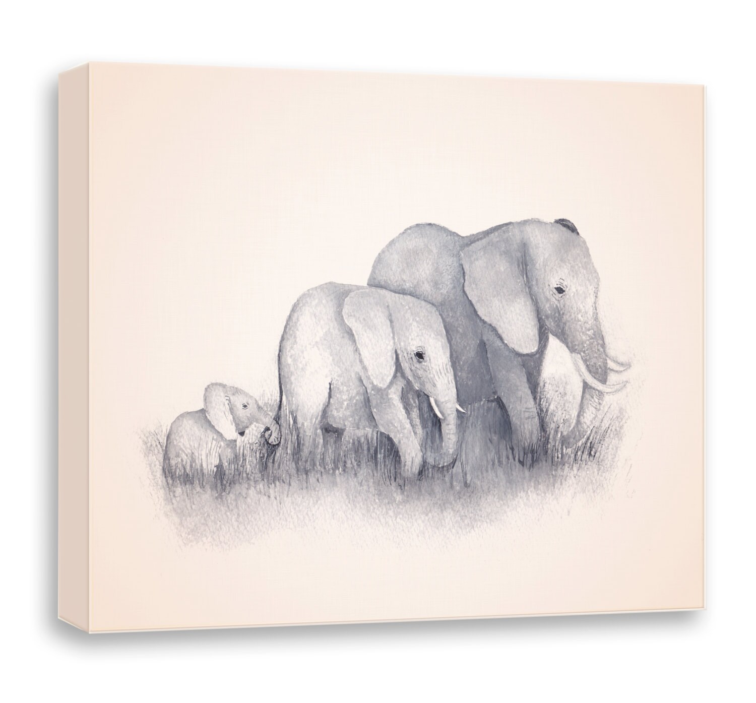 Elephant Painting Canvas Nursery Art Gray Nursery Decor