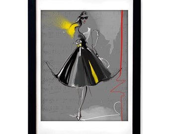 Fashion illustration print of Christian Dior by JulijaLubgane