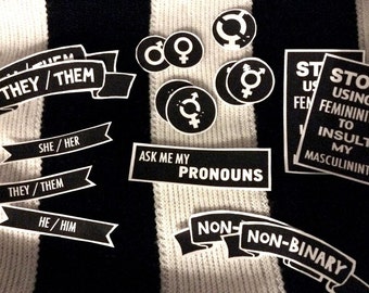 Trans and Non-Binary Pronoun Stickers!