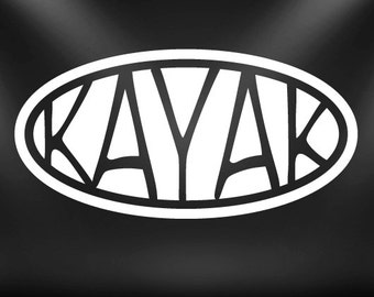 Kayak decal, euro oval sticker, fis hing, paddle, watersport, Cool 