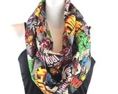 Marvel Comics, Super Heros Print Circle Infinity Scarf Marvel Comics, Super Heros Print Circle Infinity Scarf