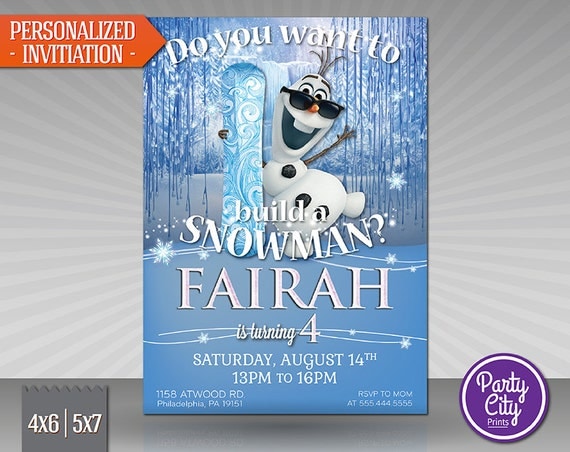Frozen Invitation - Frozen Birthday Invitation - Disney Frozen Party Invites - Birthday Party Ideas Printable Elsa Anna Olaf (FZin26)