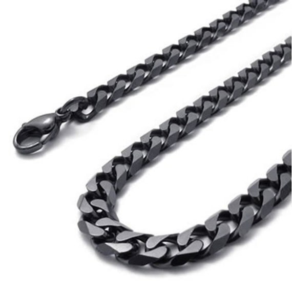 Mens Stainless Steel Necklace Chain 14-40 inches Black