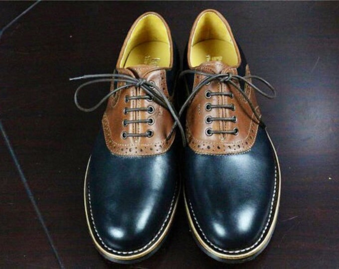 Handmade Goodyear Welted Brogue Men's Shoes,Matching Color Pattern