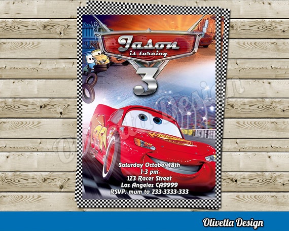 Disney Cars Invitation for Birthday Party Digital File