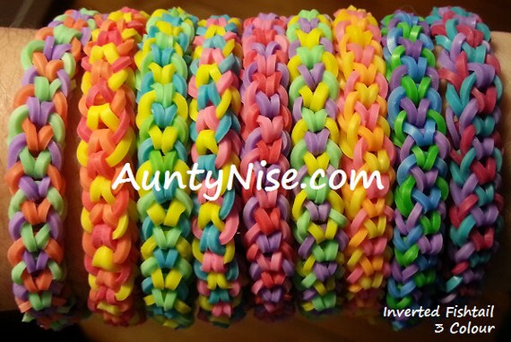 Items similar to Inverted Fishtail Rainbow Loom Bracelet on Etsy