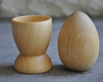 Organic Wood Egg and Cup - A Waldorf and Montessori Inspired Toddler and Baby Wooden Stacking Toy - Natural Baby Toy