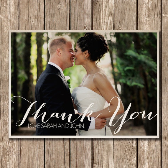 Wedding Thank You Card - Personalized Thank You Card - Romantic ...