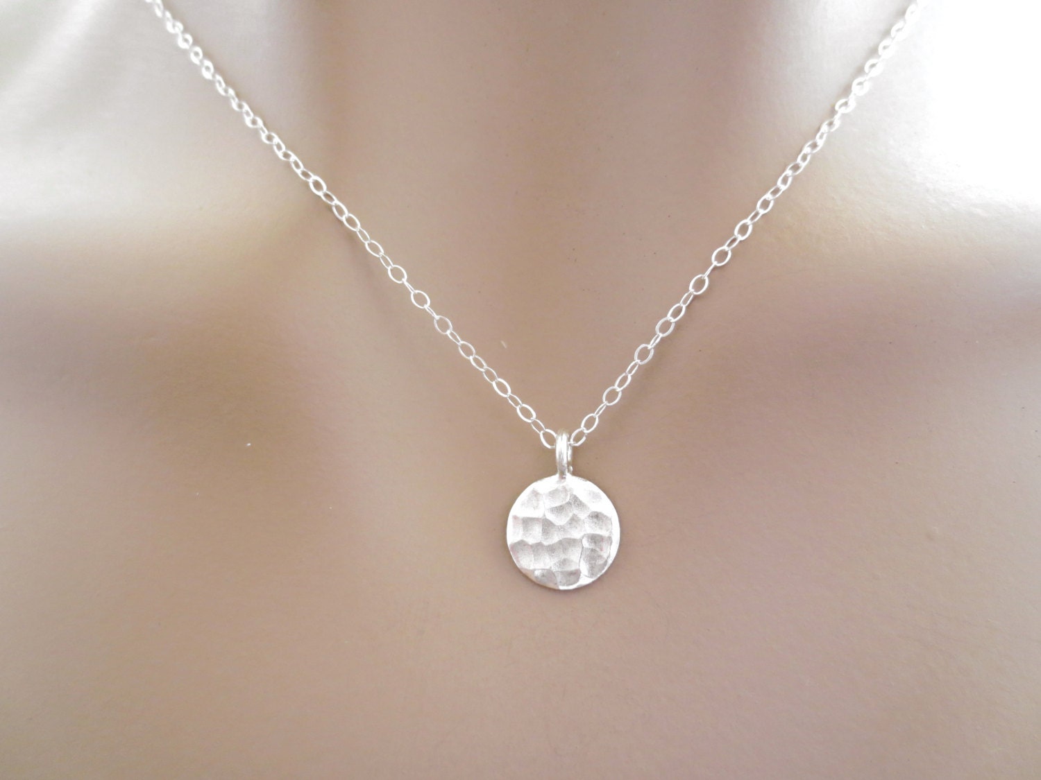 Full Moon Sterling silver Necklace Organic Hammered by Jeweltown