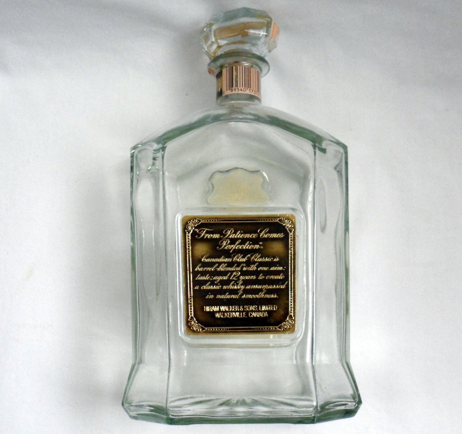 CANADIAN CLUB DECANTER Bottle/1 14 Liters/ Old Whiskey by BYGONERA