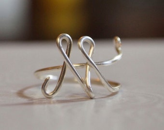 initial "M" wire wrapped ring