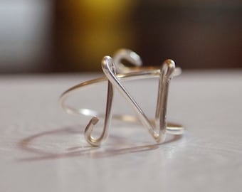 initial "N" wire wrapped ring