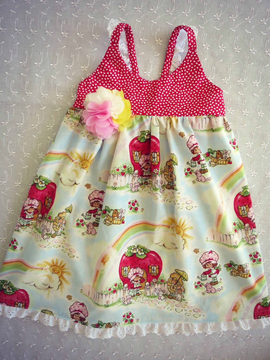 Size 2 Hummingbird Dress Strawberry by LilMissRainbowLane on Etsy