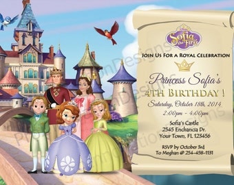 Disney' Sofia The First Invitation. Sofia The First Party Invites. 5x7, 4x6 Digital File Birthday Printable Invitation