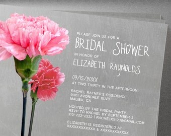 Carnations Bridal Shower invites