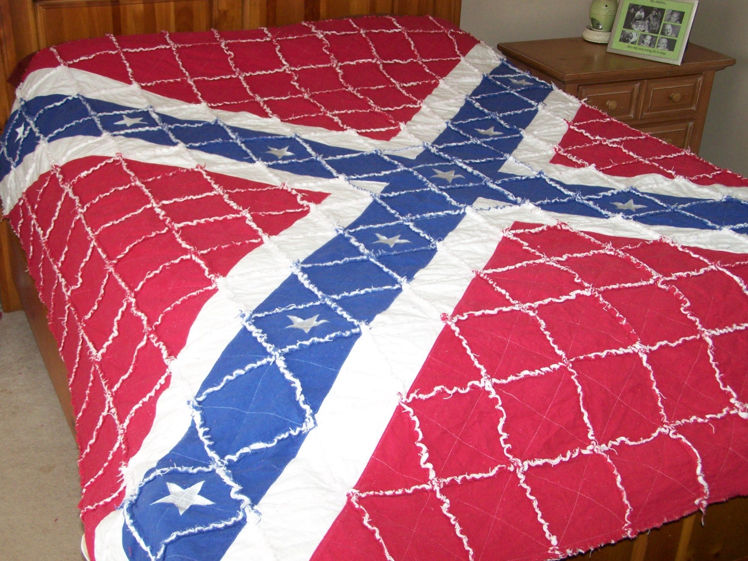 Rebel Flag Quilt 90X90 100 percent Cotton by LoveToSew4You on Etsy