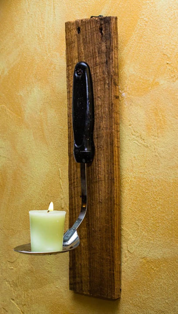 Items similar to Repurposed Slotted Spoon Candle Holder on Etsy