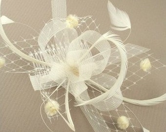 Ivory/ Cream Looped Ribbon Hair Fascinator