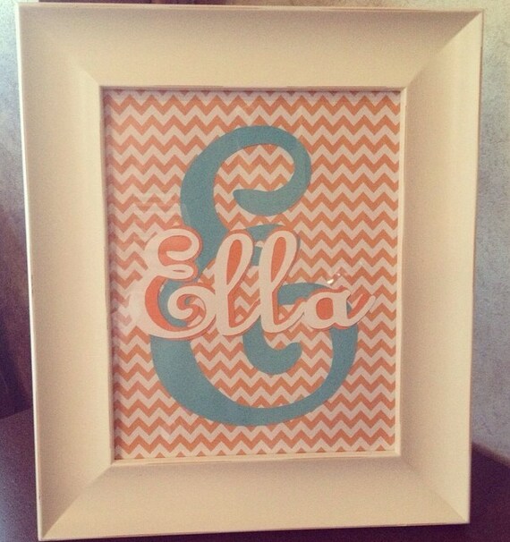 Personalized Chevron Framed Name Art by ASouthernGirlsGifts