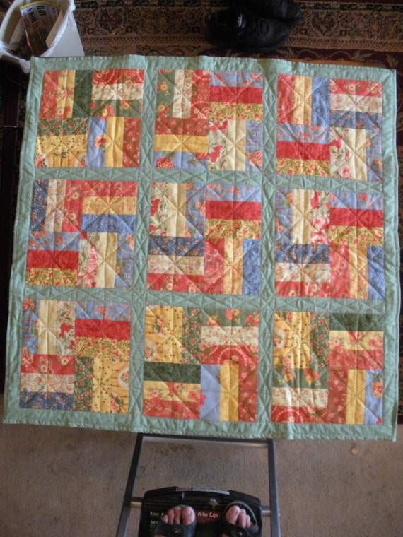 Spring Split Rail Lap Quilt REDUCED by MissyQuiltsAndSews