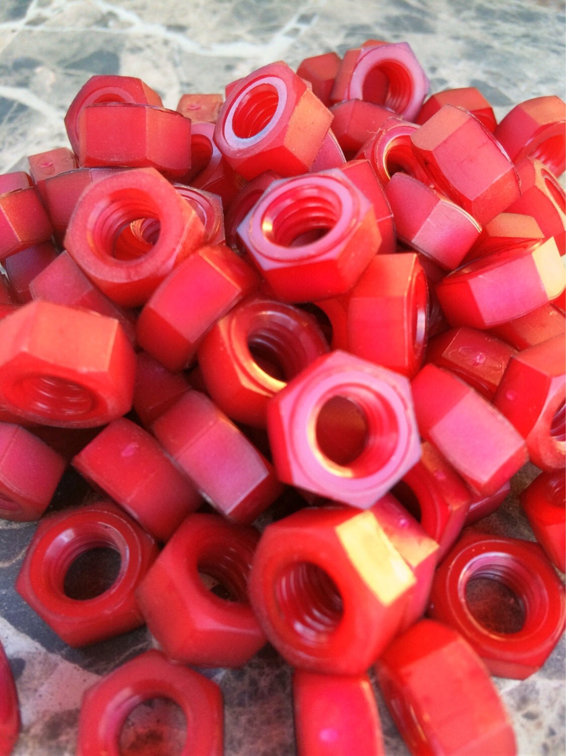 Red colored nylon hex nuts 5/1618