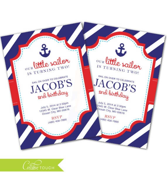 Nautical Birthday Invitation Nautical Invitation Nautical