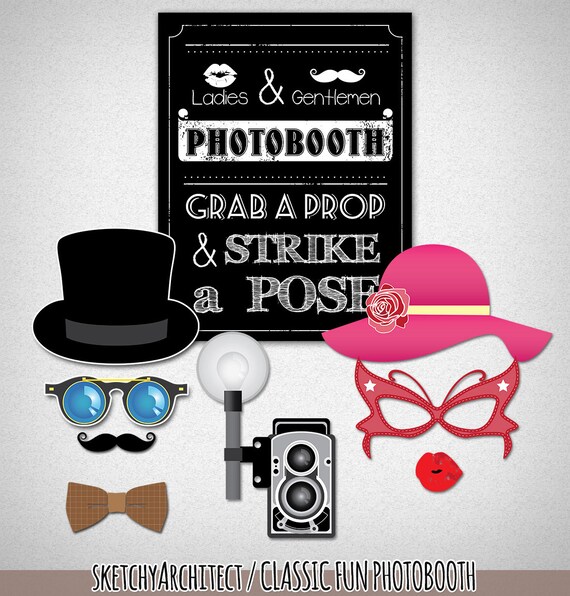Classic Photobooth Props Digital Vintage Party by thatProps