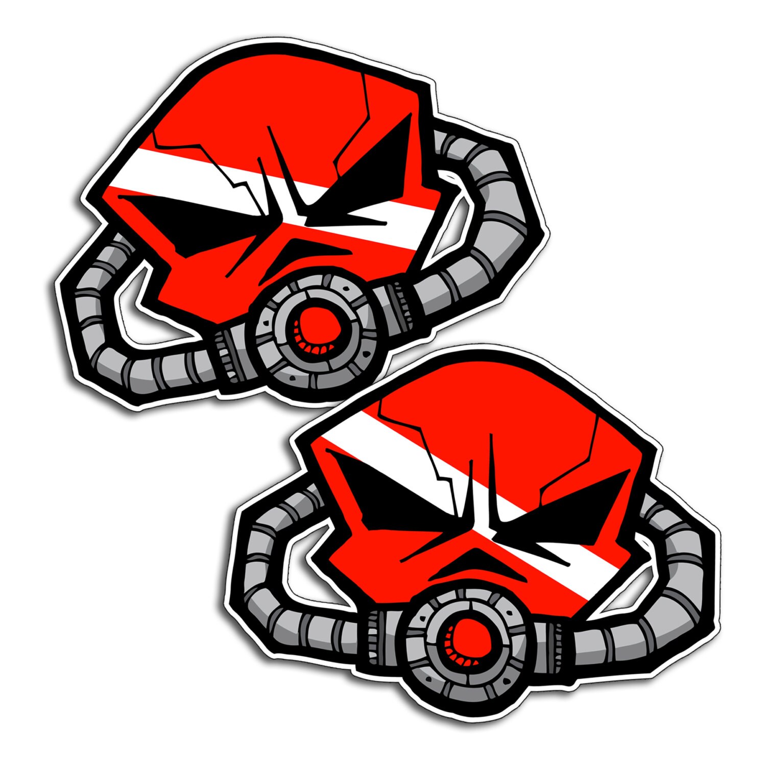Scuba Dive Skull Breathe Vinyl Sticker Decal for Tank Gear