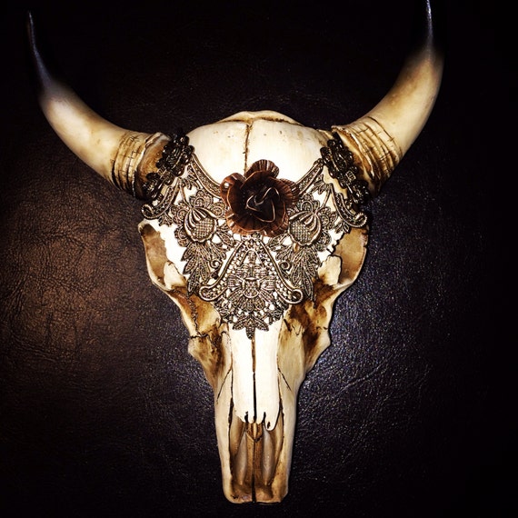 Decorated cow skull Gypsy Rose