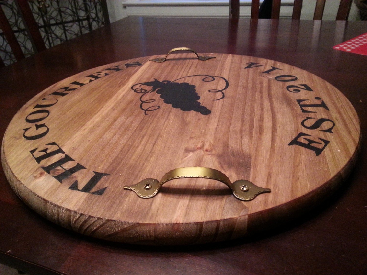 Custom Wine Barrel Top Serving Tray by ValkyrieWoodWorks on Etsy