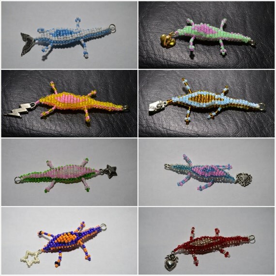 Beaded Lizard With Charm