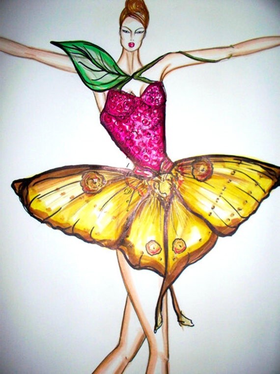 Ballerina Painting with Butterfly Tutu original signed and