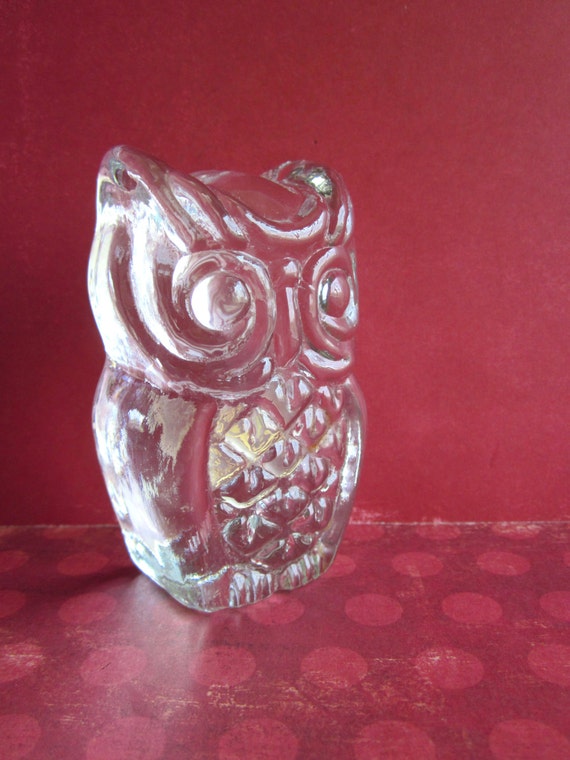 Little Vintage Viking Glass Owl Paperweight by 5and10vintage