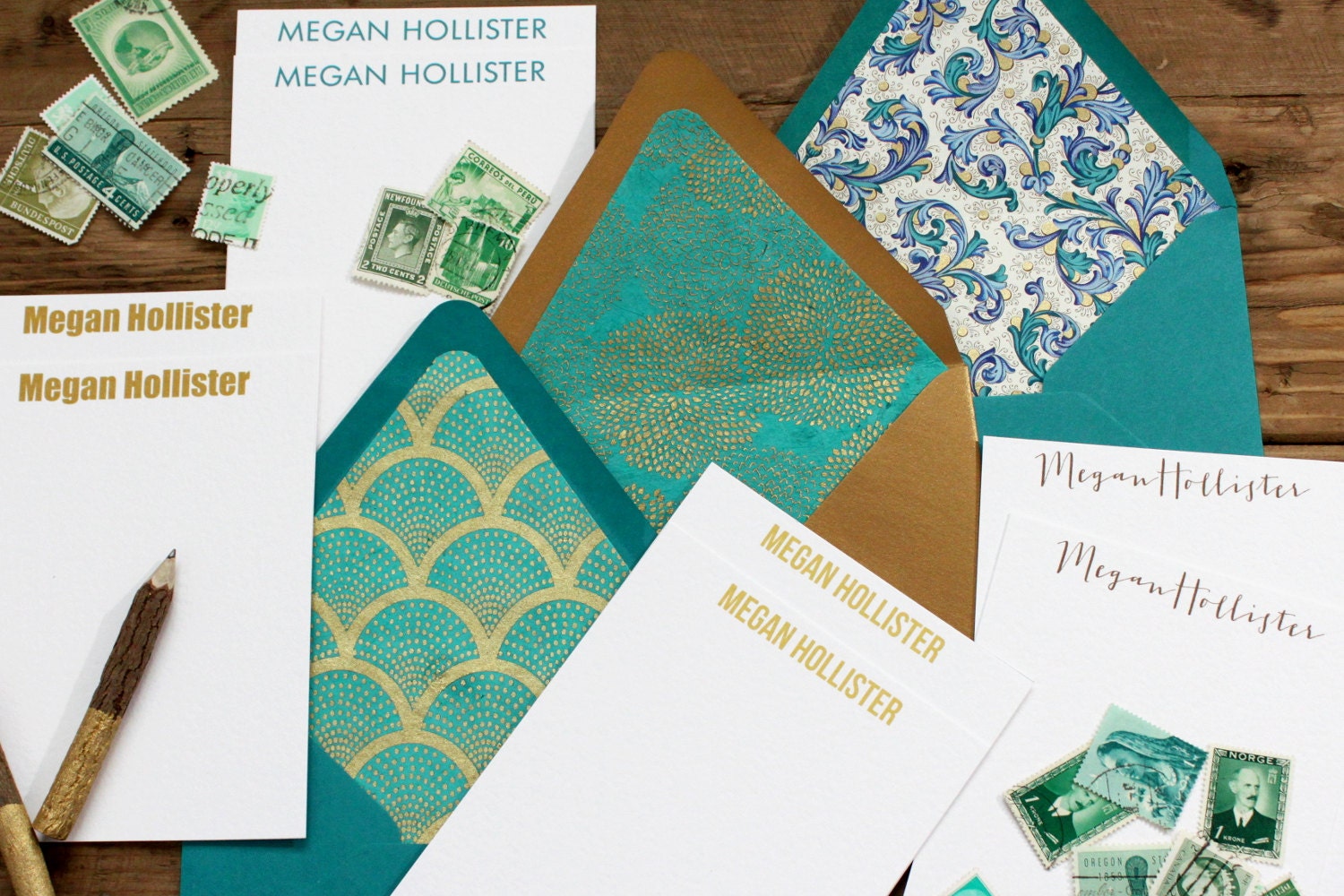 Luxe Custom Stationery / Lined Envelopes / Scallop / Floral