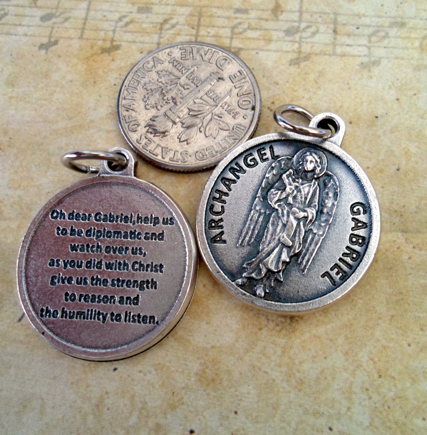 Archangel Gabriel Medal Patron Saint Charm Rosary by MarysPrayers