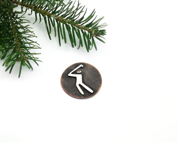 Clip Art Golf Ball Marker, Silver and copper, Gift for golfer