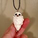 Ceramic Porcelain Owl Pendant with Sterling Silver Bail - Art Sculpture Animal Miniature