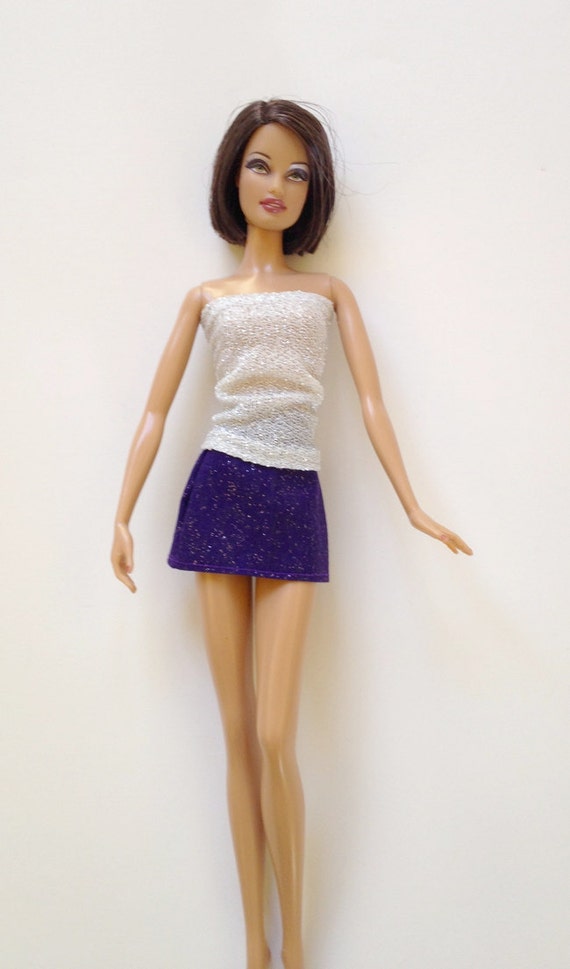 Handmade Barbie Clothes Mini skirt sparkle Q319