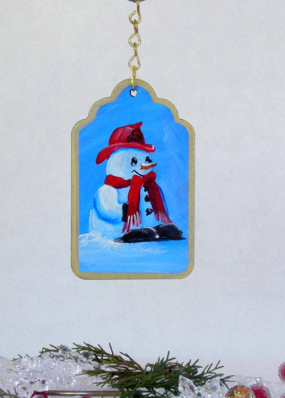 fireman snowman christmas tag ornament hand painted wooden fireman snowman christmas tag ornament hand painted wooden