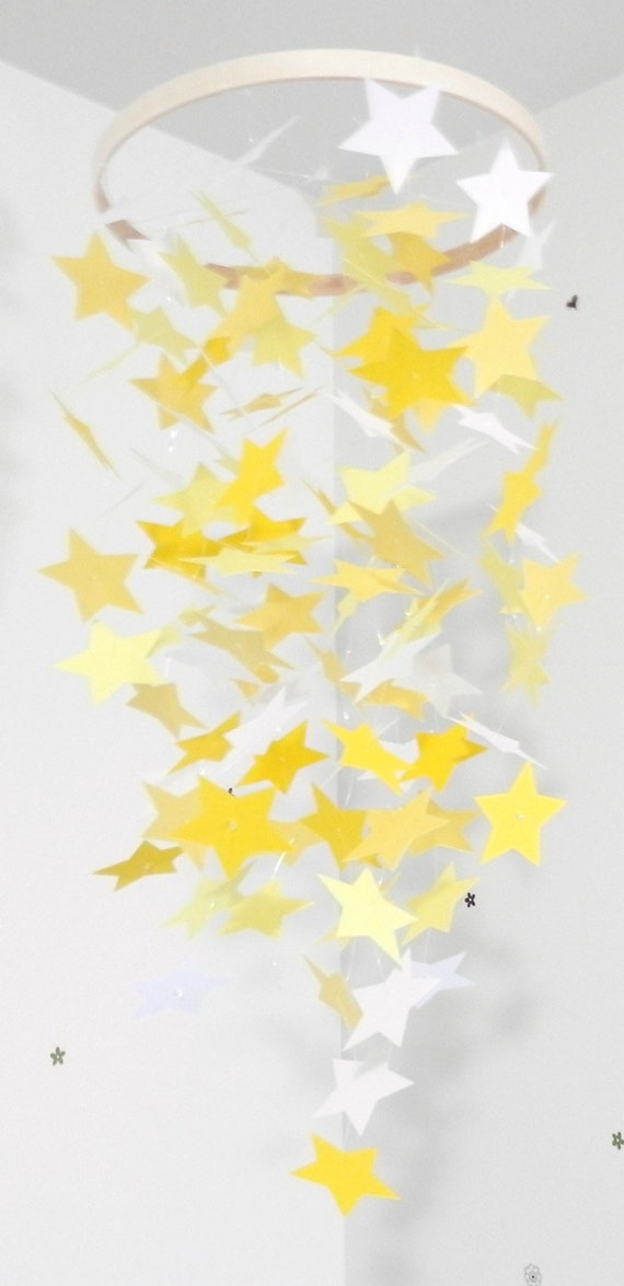 Items similar to Yellow Star Handmade Paper Small Mobile or Choose Your ...
