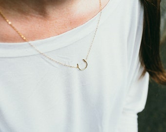 Horseshoe Necklace - Gold Lucky Necklace - Gift for Horse Lover - Good Luck Charm - Horseshoe Lucky Charm - Gold Horseshoe Necklace