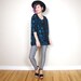 SALE 80s Blue Metallic Abstract Evening Slouchy Blouse Tunic (L/XL)