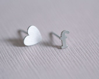 sterling silver initial earrings - personalized earrings, dainty earrings