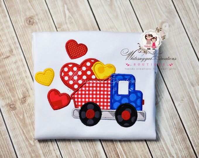 Baby Boy Dump Truck Shirt - Custom Personalized shirt - Baby Boys Valentine's Hearts Shirt - Dump Truck Shirt