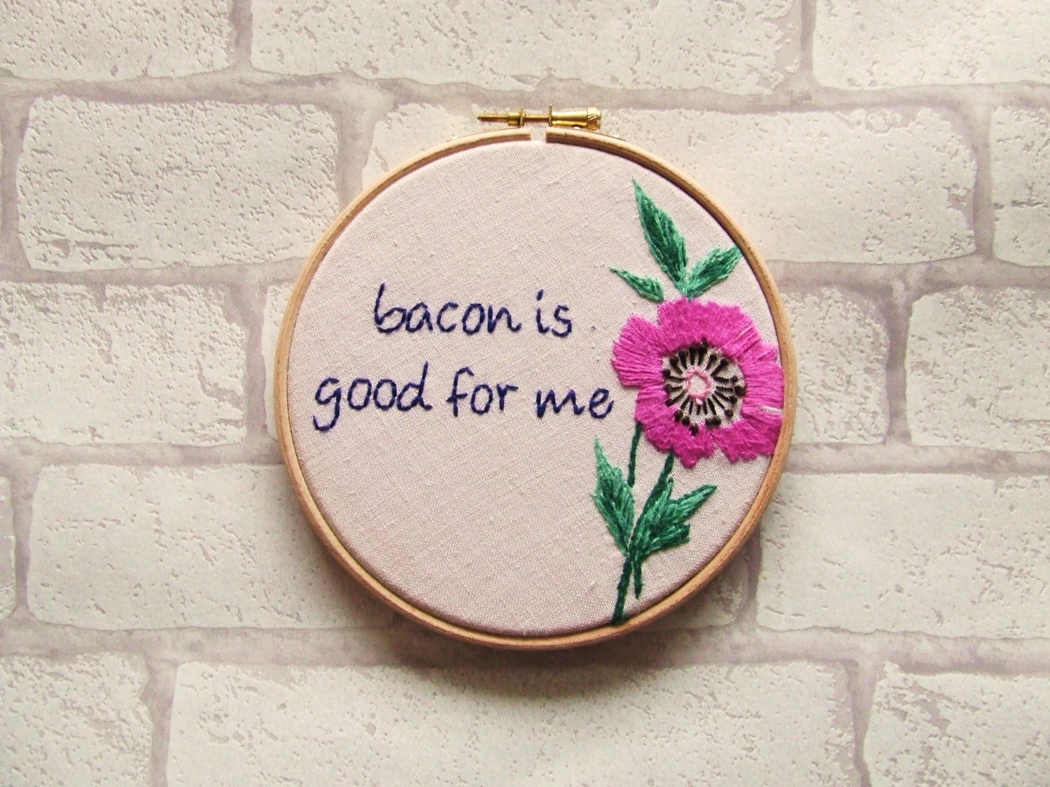 King Curtis 'Bacon Is Good For Me' Hand Embroidery