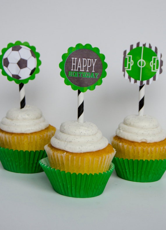 Soccer PRINTABLE Party Cupcake Toppers (INSTANT DOWNLOAD) by Love The day Il_570xn