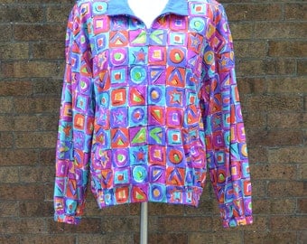 Fall Sale, Vintage Windbreaker, Size Small, Abstract Shapes, Colorful ...
