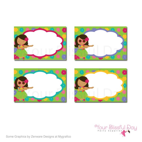 PRINTABLE Luau Party Label Tents (Character of your choice) #549 Il_570xn