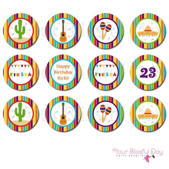 PRINTABLE Fiesta Party Circles #106 Il_570xn